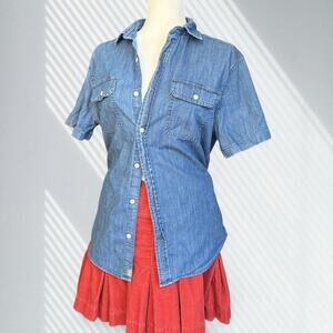 90s vintage blue denim button-up